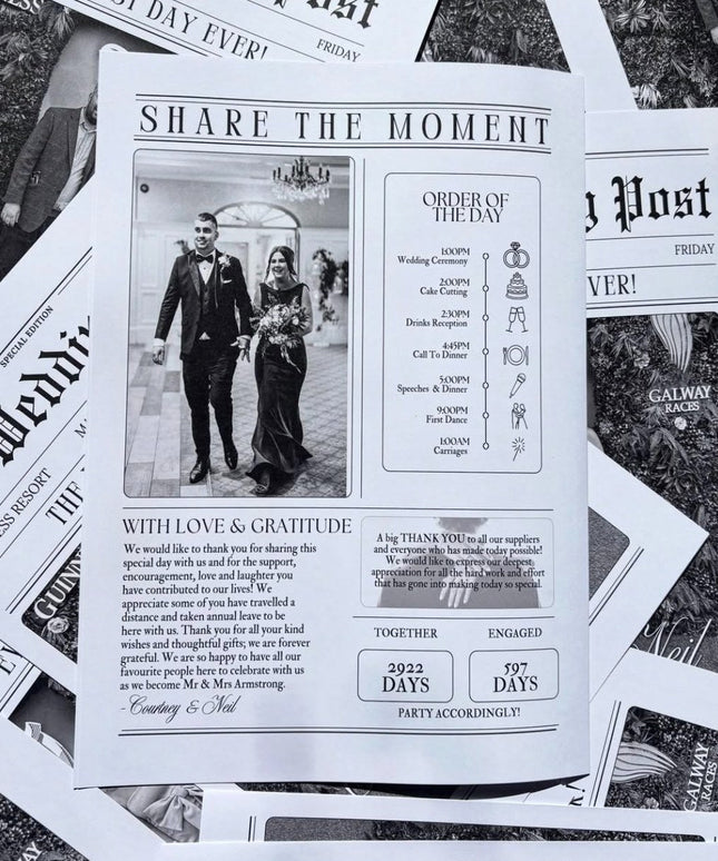 Wedding Newspaper Printing - 220gsm Silk - A4 | A5