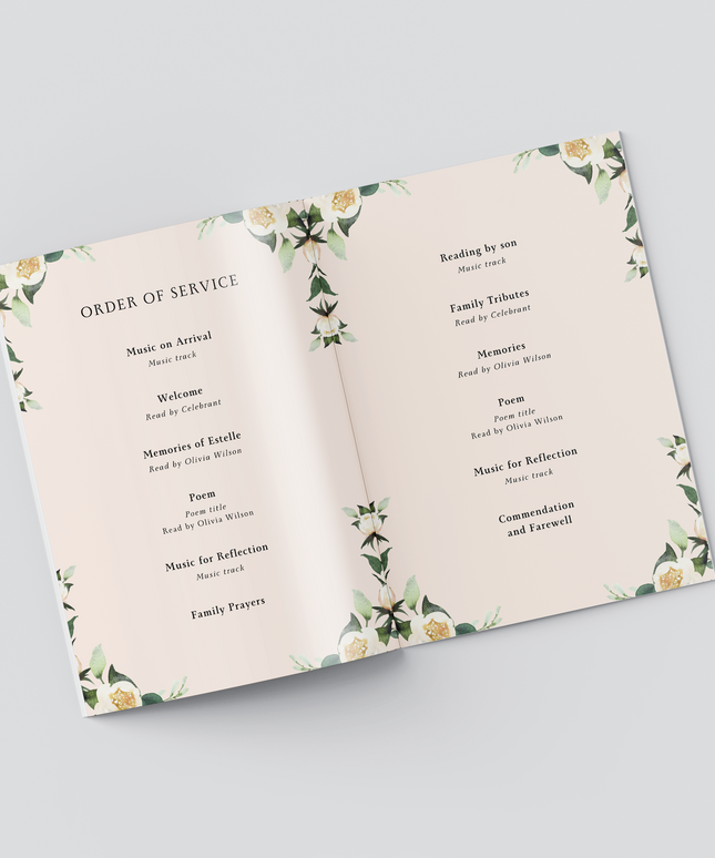 Bloom Memorial Order of Service | We Design & Print | Neutral